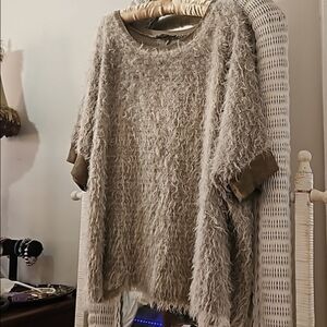 XL Italy tunic sweater Sewn-in Gold Accent "Balls" Dollman Sleeves OS Read Sizin